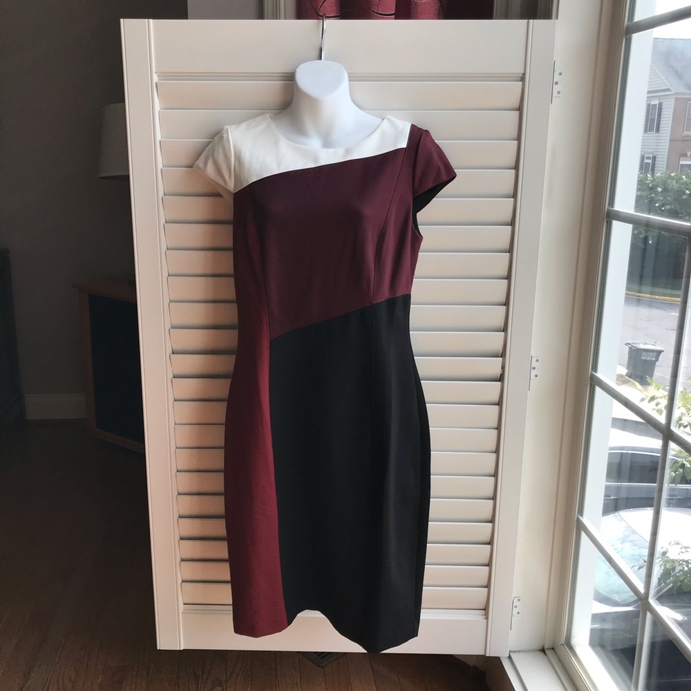 NWT WHBM Color-block Dress Red Black White Size 8